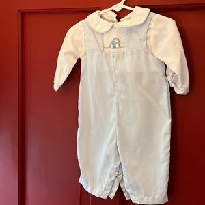 Smocked baby boy one piece 3 months